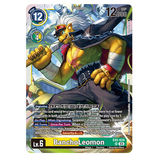 Digimon Card Game - EX05 - Animal Colosseum - BanchoLeomon - (Super Rare) - EX5-034