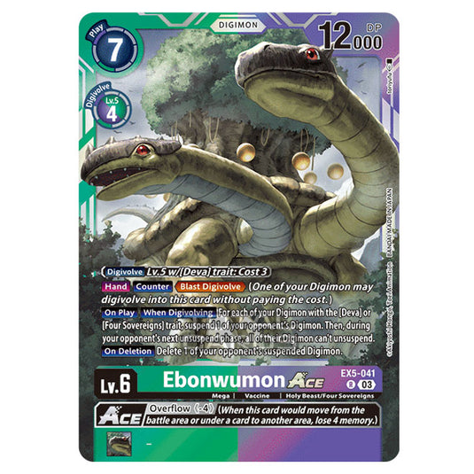 Digimon Card Game - EX05 - Animal Colosseum - Ebonwumon Ace - (Rare) - EX5-041