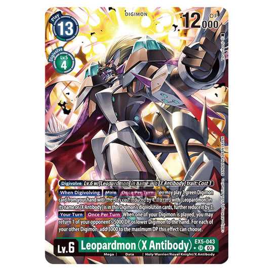 Digimon Card Game - EX05 - Animal Colosseum - Leopardmon (X Antibody) - (Alternative Art) - EX5-043a