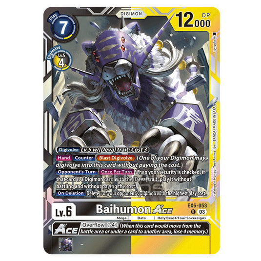 Digimon Card Game - EX05 - Animal Colosseum - Baihumon Ace - (Rare) - EX5-053