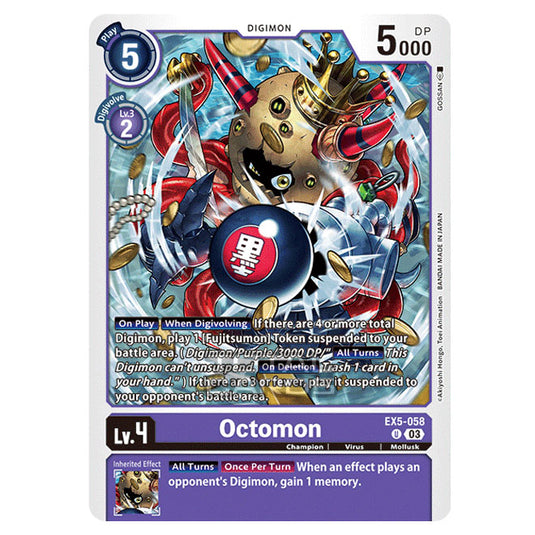 Digimon Card Game - EX05 - Animal Colosseum - Octomon - (Uncommon) - EX5-058