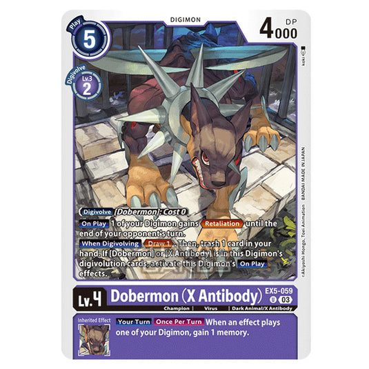 Digimon Card Game - EX05 - Animal Colosseum - Dobermon (X Antibody) - (Uncommon) - EX5-059