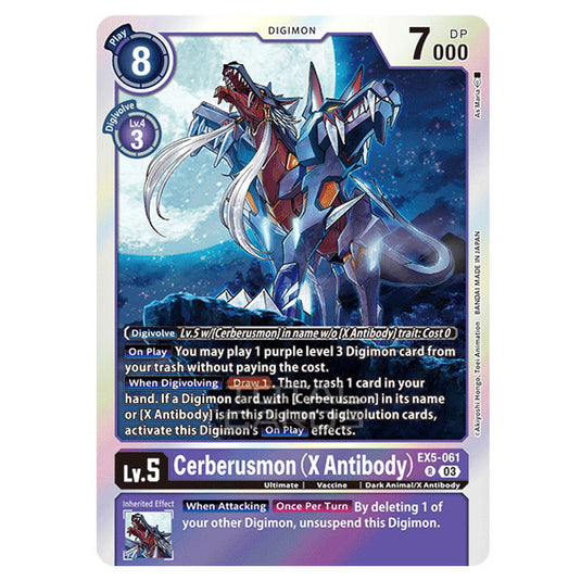 Digimon Card Game - EX05 - Animal Colosseum - Cerberusmon (X Antibody) - (Rare) - EX5-061