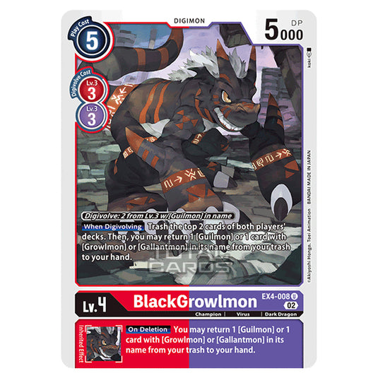 Digimon Card Game - EX04 - Alternative Being - BlackGrowlmon - (Uncommon) - EX4-008