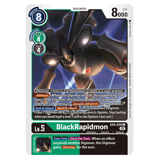 Digimon Card Game - EX04 - Alternative Being - BlackRapidmon - (Rare) - EX4-036