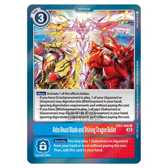 Digimon Card Game - EX04 - Alternative Being - Adze Beast Blade and Shining Dragon Bullet - (Box Topper) - EX4-066a
