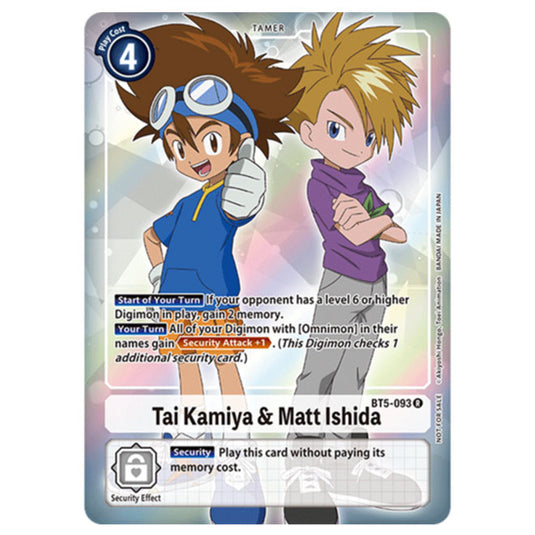 Digimon Card Game - BATTLE OF OMNI (BT-05)  - Tai Kamiya & Matt Ishida (Alternative Art) (Promo) - BT5-093