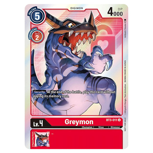 Digimon Card Game - Release Special Booster Ver.1.5 (BT01-03) - Greymon (Uncommon) - BT3-011A