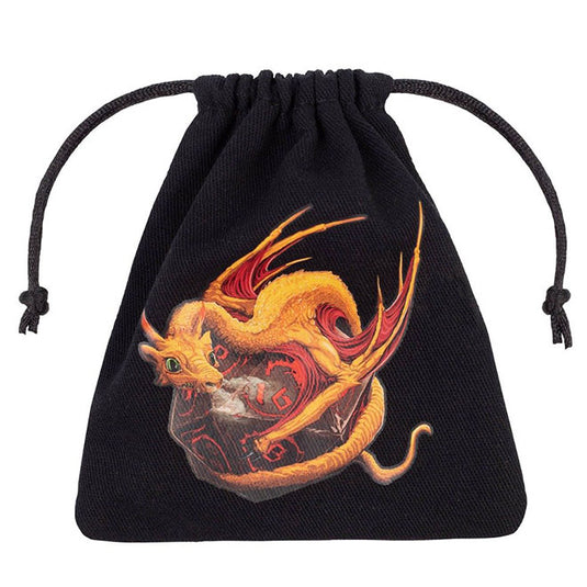 Dice Bag - Black & Adorable Dragon