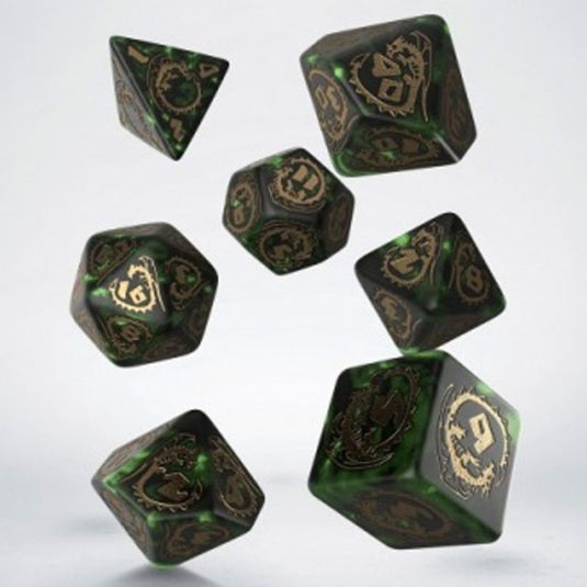 Dragons Bottle Green & Gold Dice Set