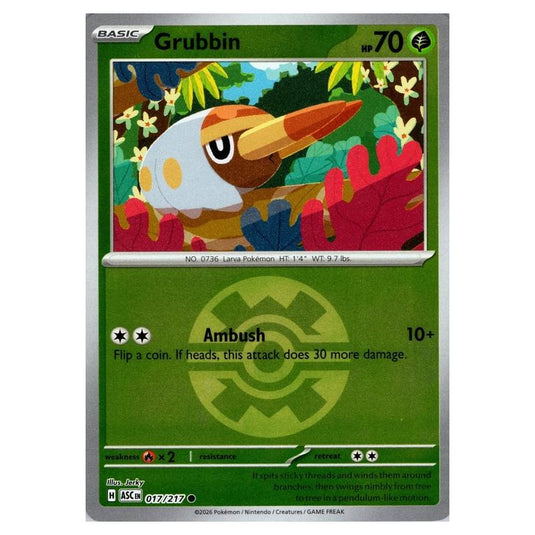 Pokemon - Mega Evolution - Ascended Heroes - Ball & Rocket Reverse Holo - Grubbin - 017/217