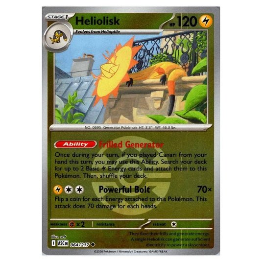Pokemon - Mega Evolution - Ascended Heroes - Ball & Rocket Reverse Holo - Heliolisk - 064/217