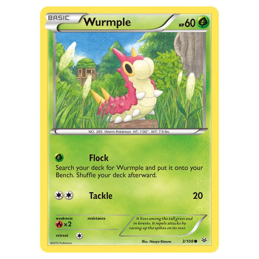 Pokemon - XY - Roaring Skies - Wurmple - 3/108 (Reverse Holo)