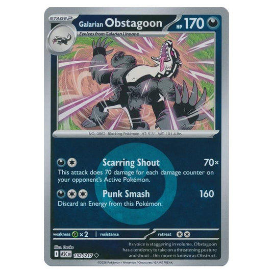 Pokemon - Mega Evolution - Ascended Heroes - Energy Reverse Holo - Galarian Obstagoon - 132/217