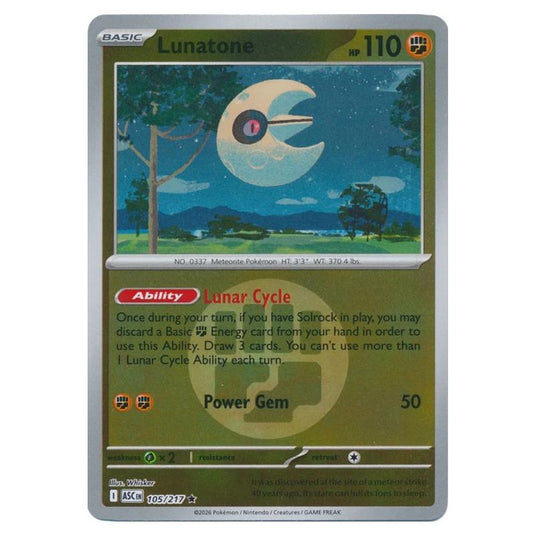 Pokemon - Mega Evolution - Ascended Heroes - Energy Reverse Holo - Lunatone - 105/217