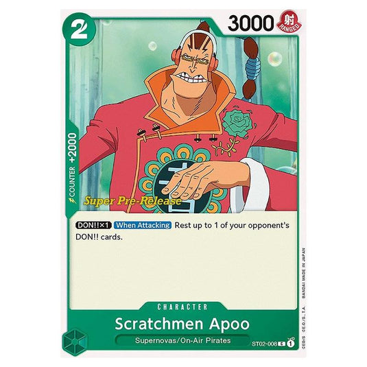 One Piece - ST-02: Starter Deck - Worst Generation - Super Pre-Release - Scratchmen Apoo - ST02-008p