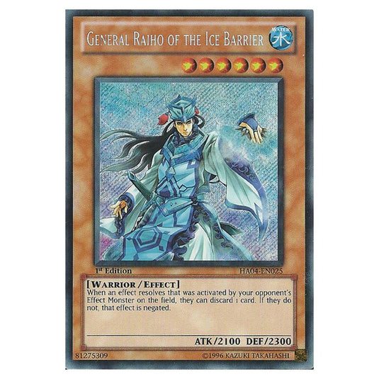 Yu-Gi-Oh! - Hidden Arsenal 4 - Trishula's Triumph - General Raiho of the Ice Barrier (Secret Rare) HA04-EN025