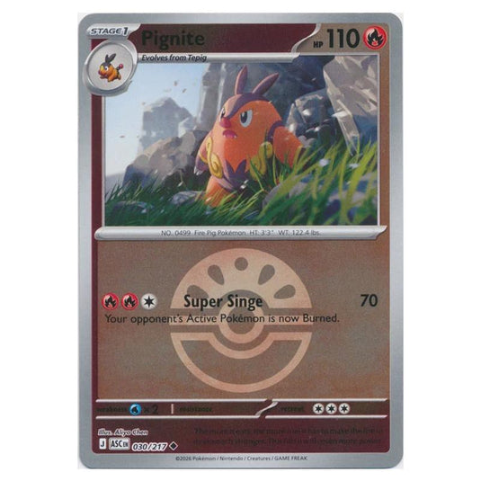 Pokemon - Mega Evolution - Ascended Heroes - Ball & Rocket Reverse Holo - Pignite - 030/217
