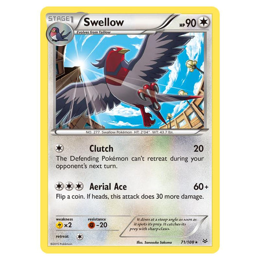 Pokemon - XY - Roaring Skies - Swellow - 71/108 (Reverse Holo)