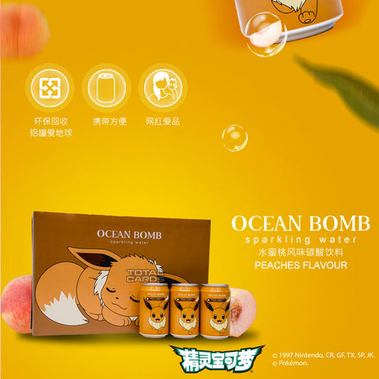 Ocean Bomb - Pokemon Eevee - Peach Flavoured Sparkling Water (355ml)