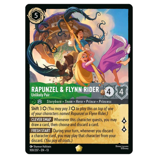 Lorcana - Attack of the Vine - Rapunzel & Flynn Rider - Unlikely Pair (Legendary) - 100/207