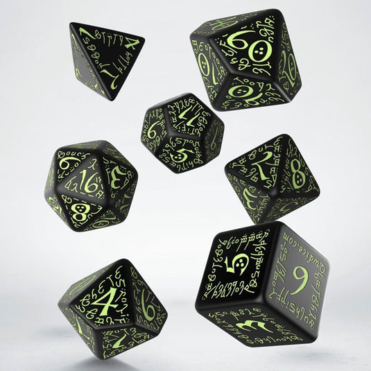 Elvish Black & Glow-in-the-Dark Dice Set