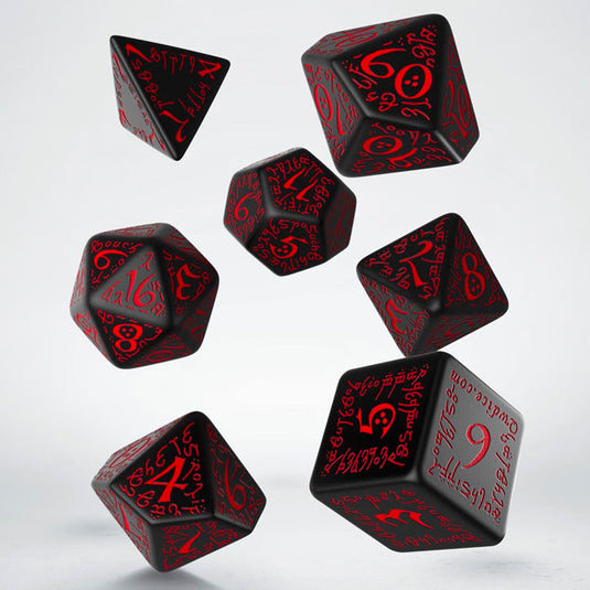 Elvish Black & red Dice Set