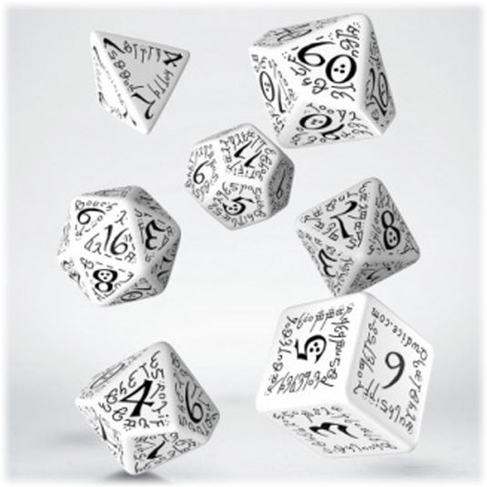 Elvish White & Black Dice Set (7)