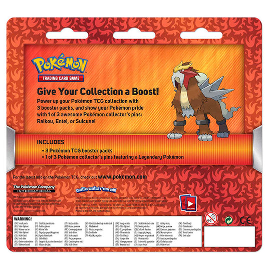 Pokemon Entei - 3 Pack Pin Blister