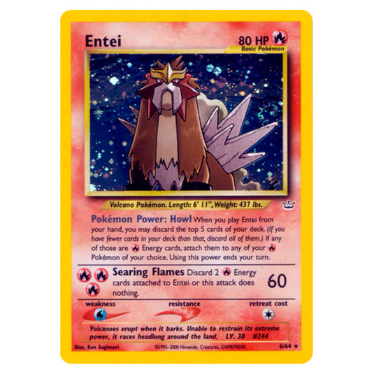 entei pokemon card 6 64 Pokemon - Neo - Neo Revelation - Entei