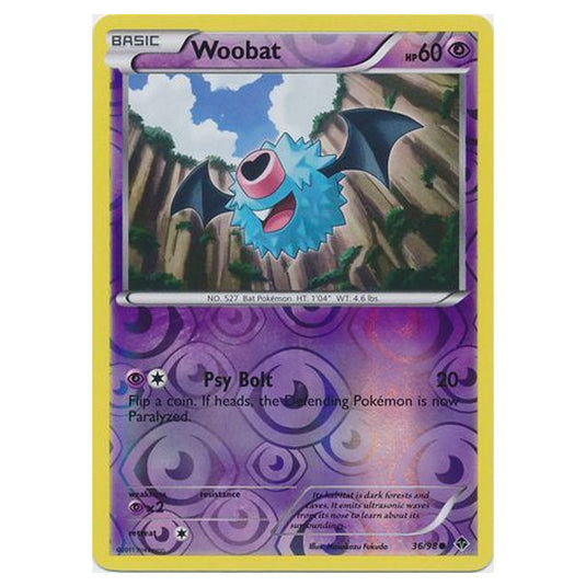 Pokemon - Black & White - Emerging Powers - (Reverse Holo) - Woobat 36/98