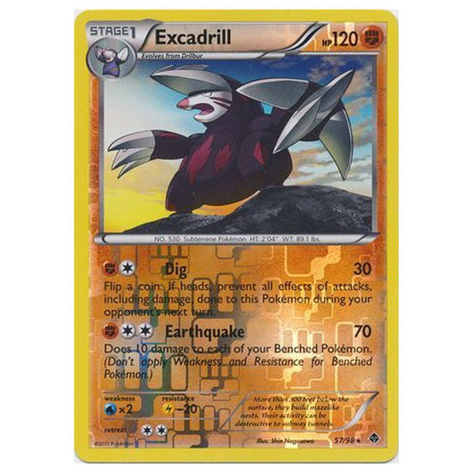 Pokemon - Black & White - Emerging Powers - (Reverse Holo) - Excadrill 57/98