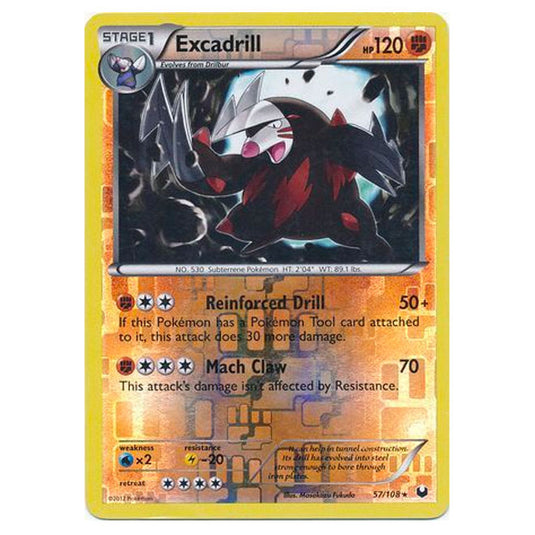 Pokemon - Black & White - Dark Explorers - (Reverse Holo) Excadrill - 57/108