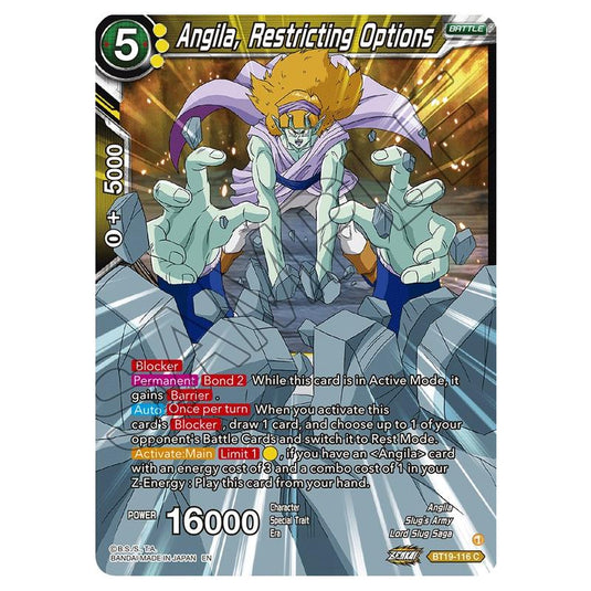 Dragon Ball Super - Fighter's Ambition - Angila, Restricting Options - BT19-116