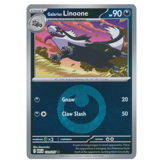 Pokemon - Mega Evolution - Ascended Heroes - Energy Reverse Holo - Galarian Linoone - 131/217
