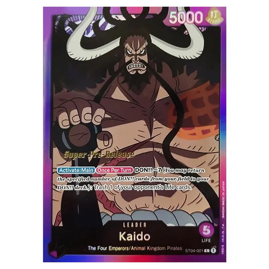 One Piece - ST-04: Starter Deck - Animal Kingdom Pirates - Super Pre-Release - Kaido - ST04-001p