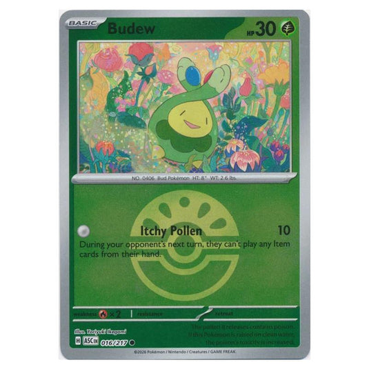 Pokemon - Mega Evolution - Ascended Heroes - Ball & Rocket Reverse Holo - Budew - 016/217