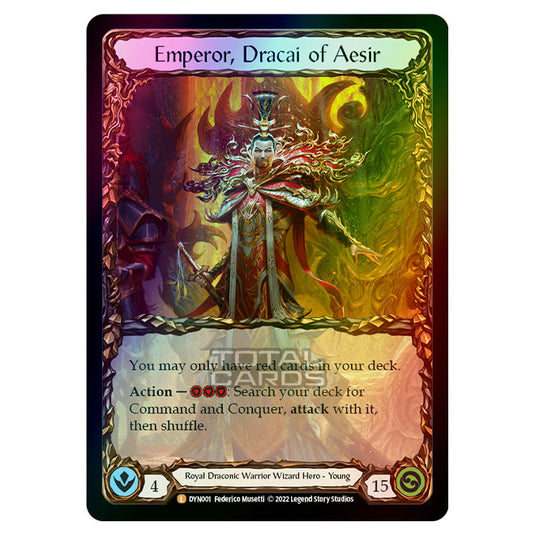Flesh & Blood - Dynasty - Emperor, Dracai of Aesir (Rainbow Foil) - DYN001-RF