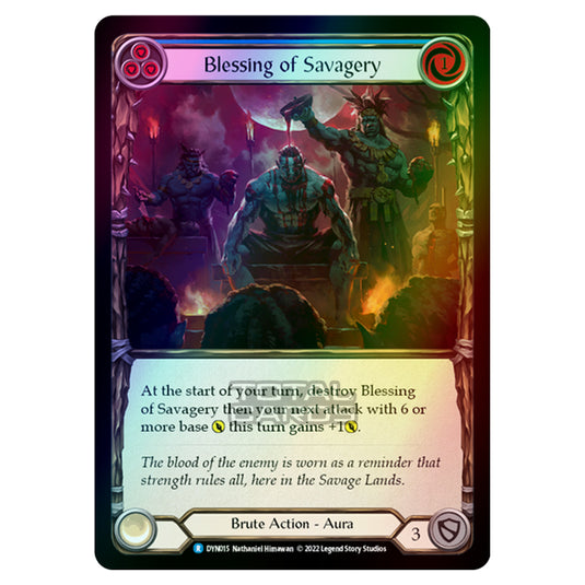 Flesh & Blood - Dynasty - Blessing of Savagery (Blue) (Rainbow Foil) - DYN015-RF