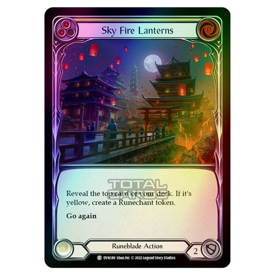 Flesh & Blood - Dynasty - Sky Fire Lanterns (Yellow) (Rainbow Foil) - DYN189-RF