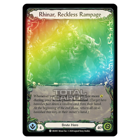 Flesh & Blood - Crucible of War - Rhinar, Reckless Rampage (Common) - CRU001 (Rainbow Foil)