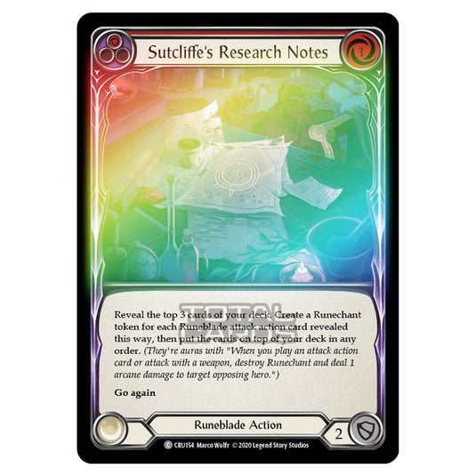 Flesh & Blood - Crucible of War - Sutcliffe's Research Notes (Common) - CRU154 (Rainbow Foil)