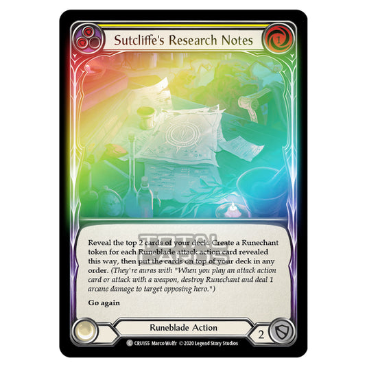 Flesh & Blood - Crucible of War - Sutcliffe's Research Notes (Common) - CRU155 (Rainbow Foil)