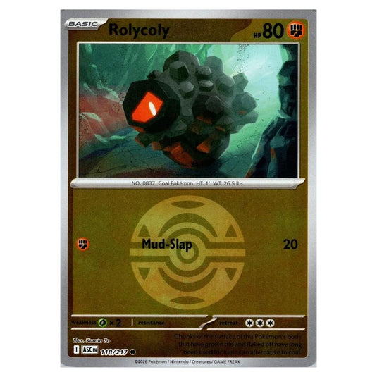 Pokemon - Mega Evolution - Ascended Heroes - Ball & Rocket Reverse Holo - Rolycoly - 118/217
