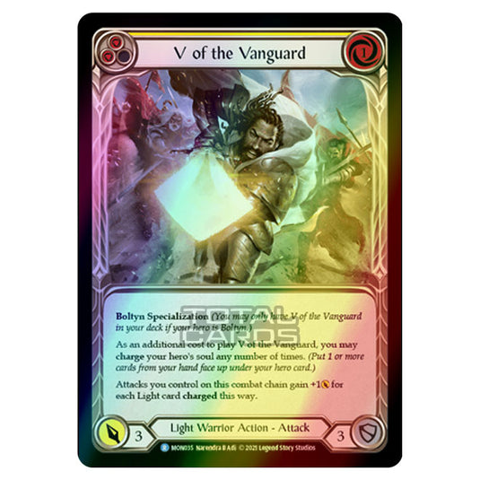 Flesh & Blood - Monarch - V of the Vanguard (Rare) MON035 (Rainbow Foil)