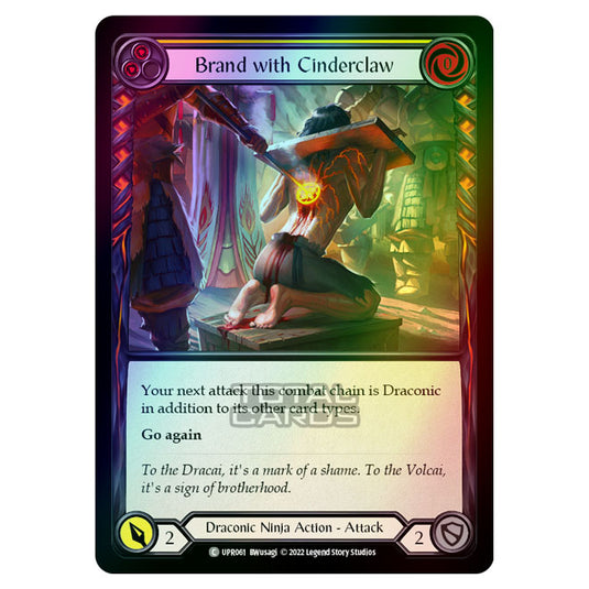 Flesh & Blood - Uprising - Brand With Cinderclaw (Yellow) (Rainbow Foil) (Common) UPR061R