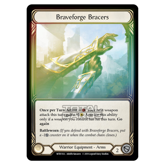 Flesh & Blood - Welcome to Rathe - Braveforge Bracers (Legendary) - WTR116 (Rainbow Foil)