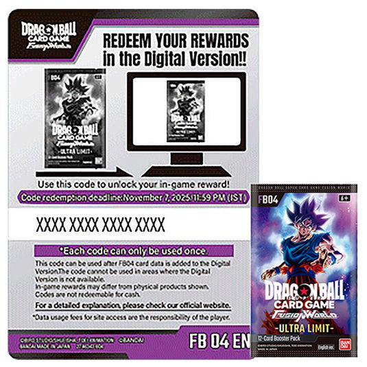 Dragon Ball Super Card Game - Fusion World - Ultra Limit - Online Code Card