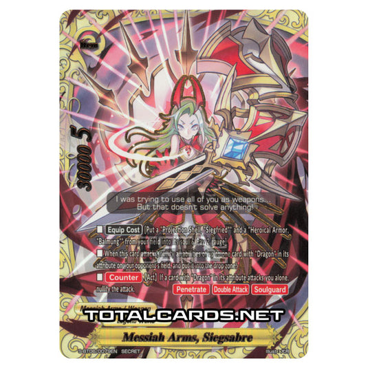 Future Card Buddyfight - Soaring Superior Deity Dragon - Messiah Arms, Siegsabre (Secret) S-BT06/0079