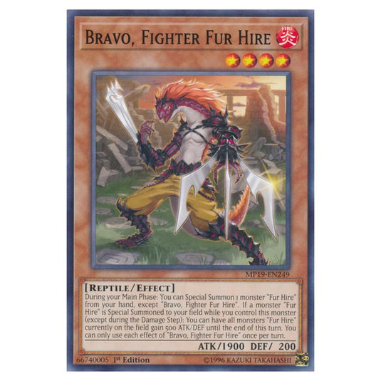 Yu-Gi-Oh! - 2019 Gold Sarcophagus Tin Mega Pack - Bravo, Fighter Fur Hire (Common) MP19-EN249